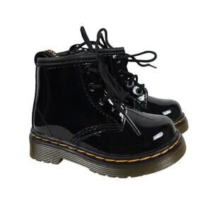 Dr. Martens Infant 1460 Black Patent Leather Lace-Up Boots Baby US 4